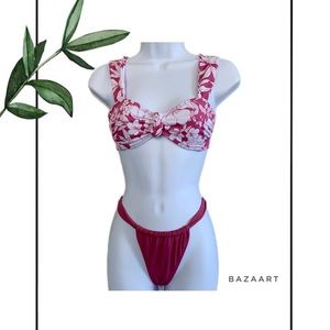 Xhilaration Pink Floral Bralette Top & Shade and Shore Pink Bikini Bottom